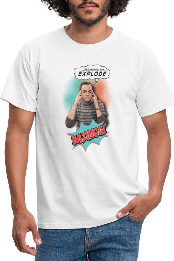 Spreadshirt The Big Bang Theory Sheldon Head Will Explode Männer T-Shirt, XXL, Weiß