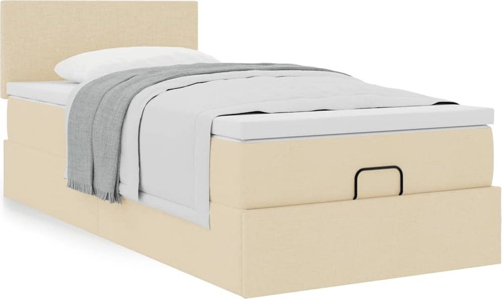 Maison Exclusive - Ottoman-Bett mit Matratze Creme 90x190 cm Stoff