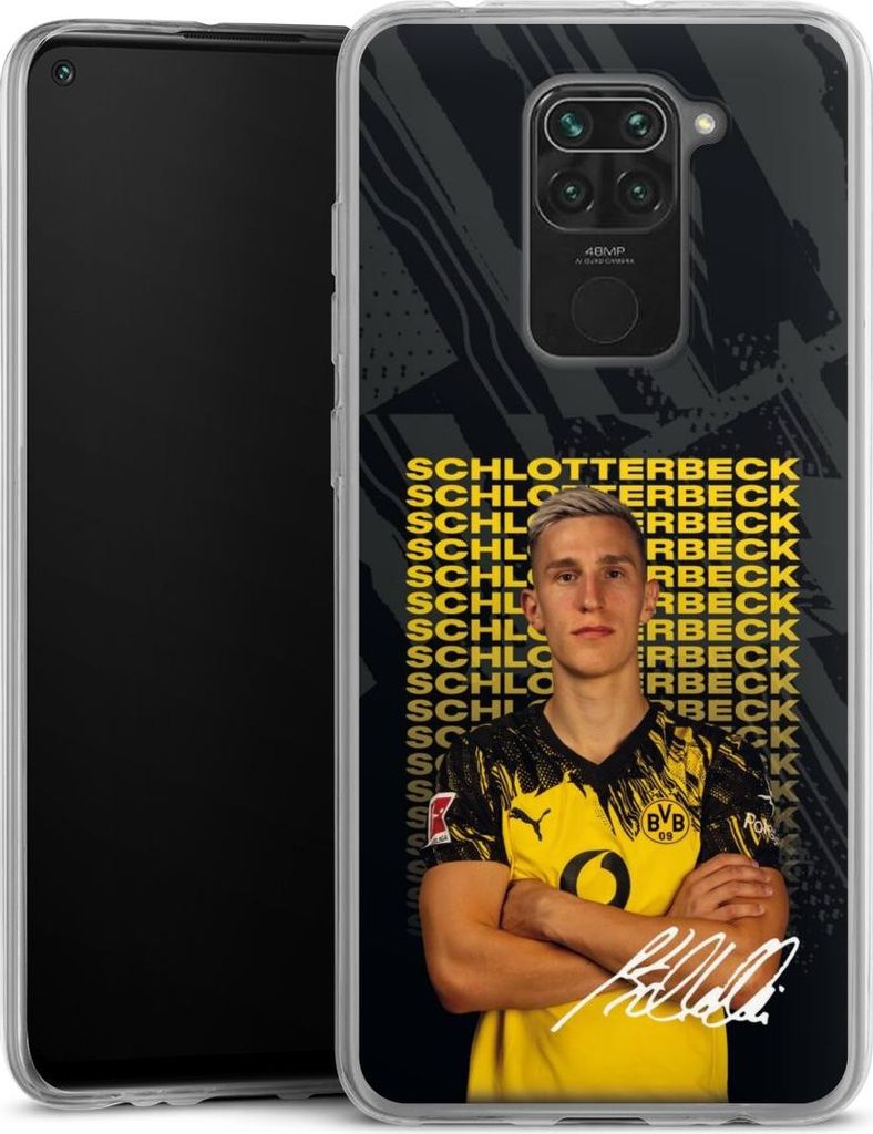 DeinDesign Slim Hülle für Xiaomi Redmi Note 9 Silikon Case Ultra Dünn Handyhülle BVB Borussia Dortmund Nico Schlotterbeck