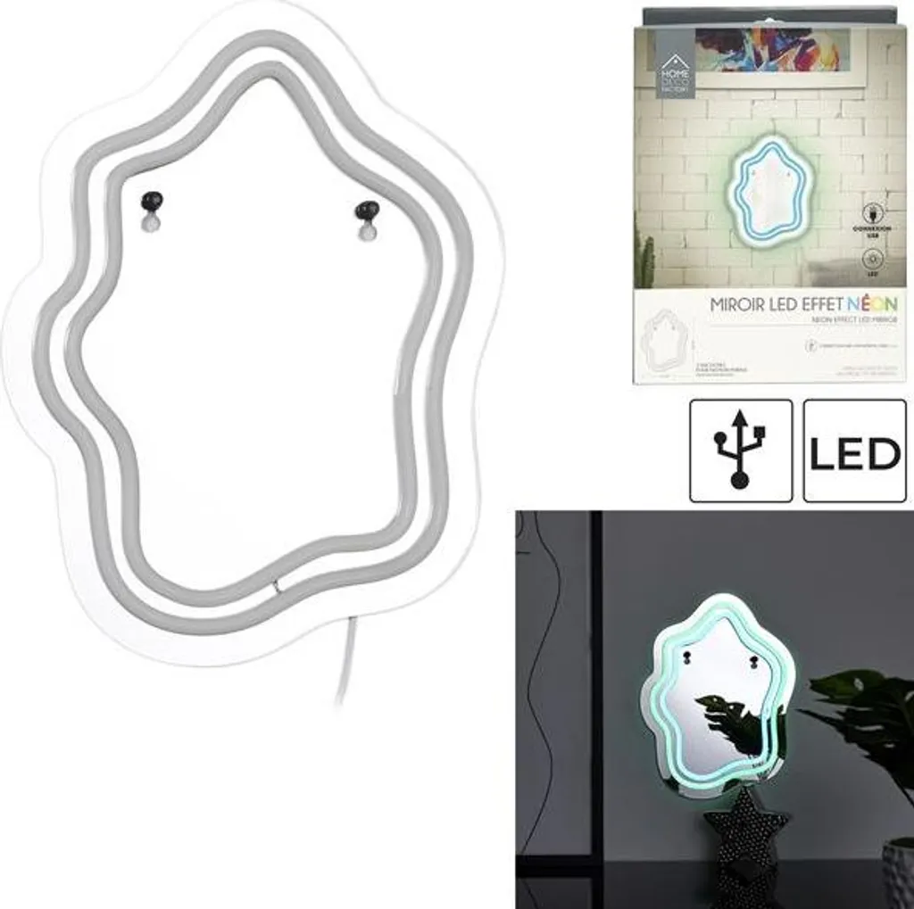Miroir à Éclairage LED Effet Néon M6 Haute Luminosité et Basse Conso