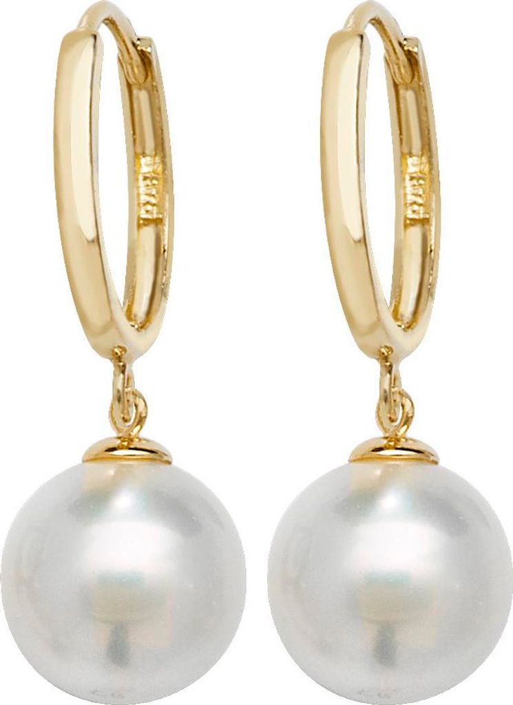 Klassische 9 Karat (375) Gold Süßwasser-Zuchtperle Damen - Paar Ohrringe - 27mm*9mm; TRS26409