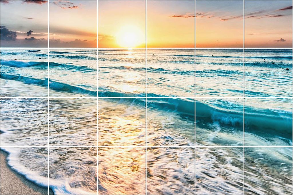 Fliesenaufkleber 10×10 cm – 24 Stück – Selbstklebend – Wasserfest – Pflegeleicht – Hitzebeständig – Für Küche & Bad – Sonnenunte...