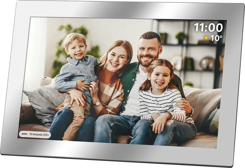 Cadre Photo Numérique pour Partage Familial Wi-Fi avec Écran Miroir 10,1"