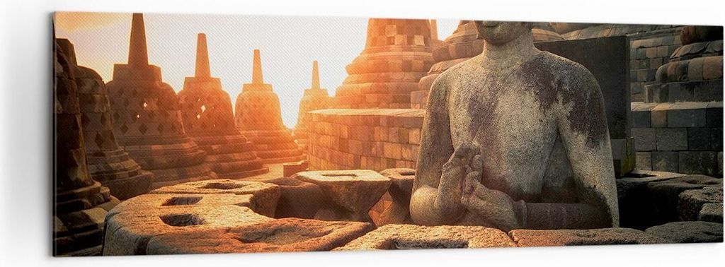 Bild auf Leinwand - Leinwandbild - Buddha Glaube Asien - 160x50cm - Wand Bild - Wanddeko - Leinwanddruck - Bilder - Kunstdruck - Wanddekoration - L...