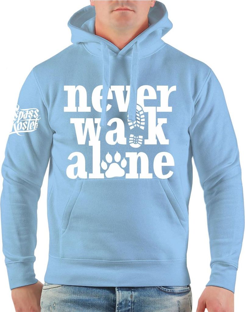 Herren Kapuzenpullover Hunde Gassi Motiv NEVER WALK ALONE