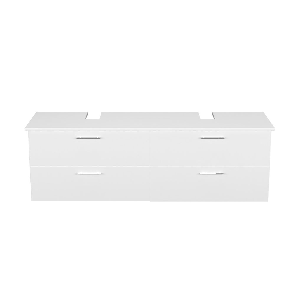 Garlivo Waschbeckenunterschrank GLA-160 Weiss mit Schubladen, Badezimmer Waschtischunterschrank hängend , Breite 160 cm, Soft-Close, Push-to-Open/...