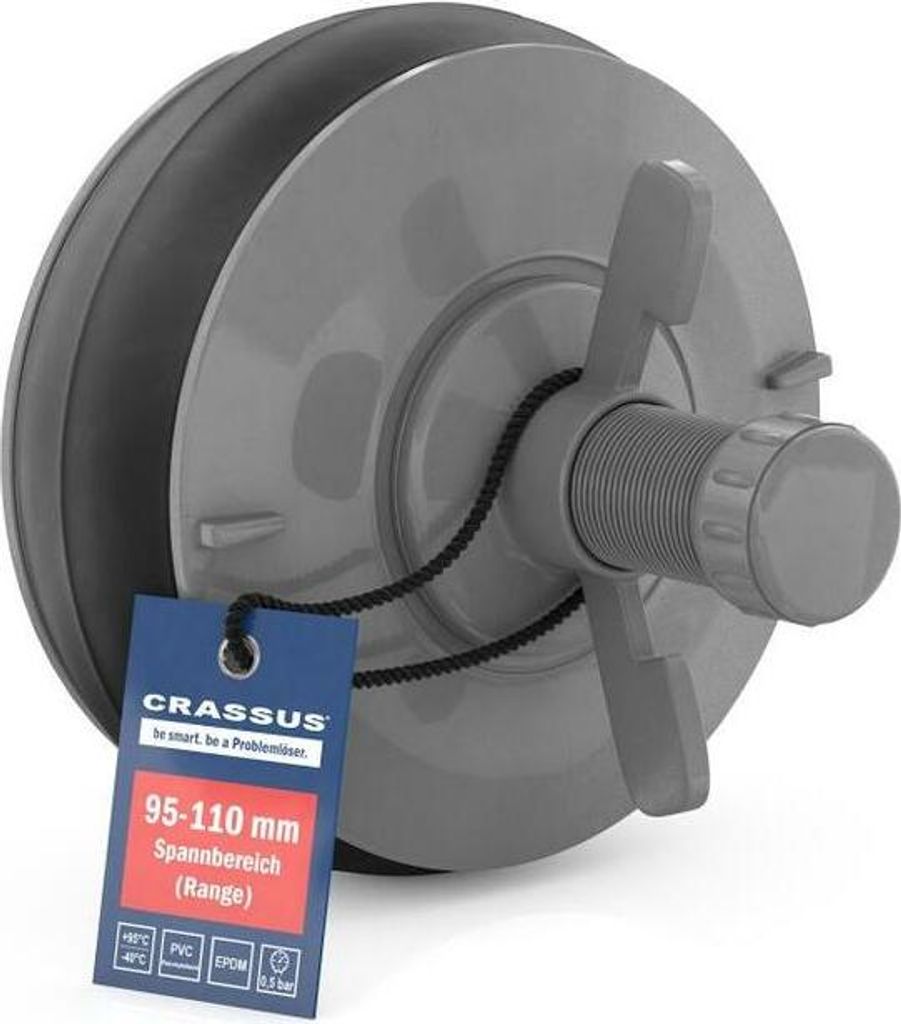 Crassus Schnellverschlussstopfen CSV 100 PVC (95-110mm), 0,5 bar, L:100mm, EPDM/PVC, 1 Stk.