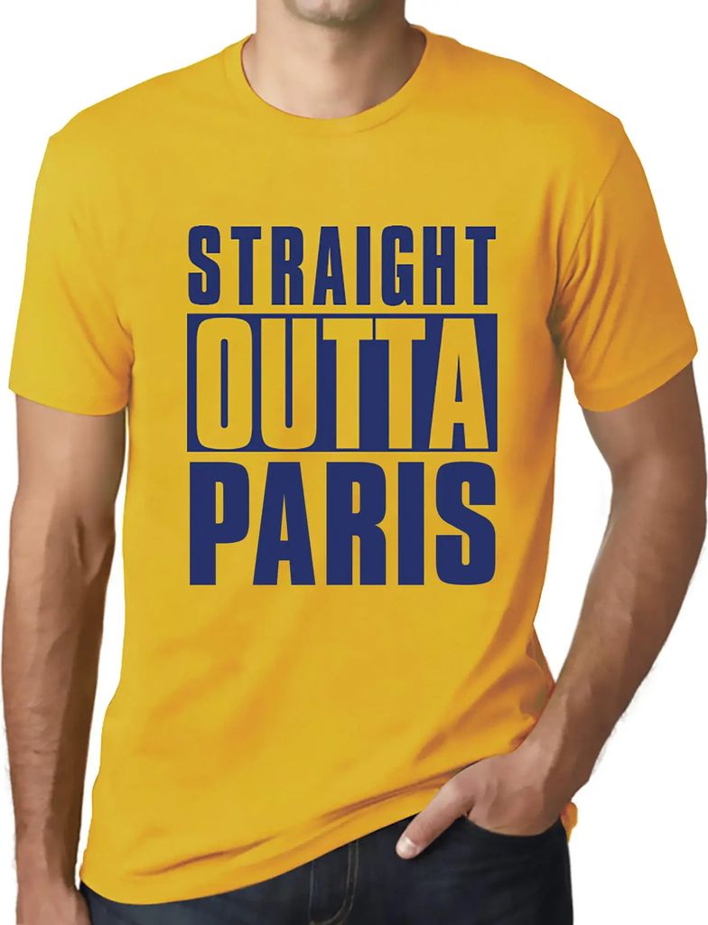 Herren Grafik T-Shirt Straight Outta Paris Öko-Verantwortlich Vintage Jahrgang Kurzarm Lustige Druck Geburtstag Geschenk Mann