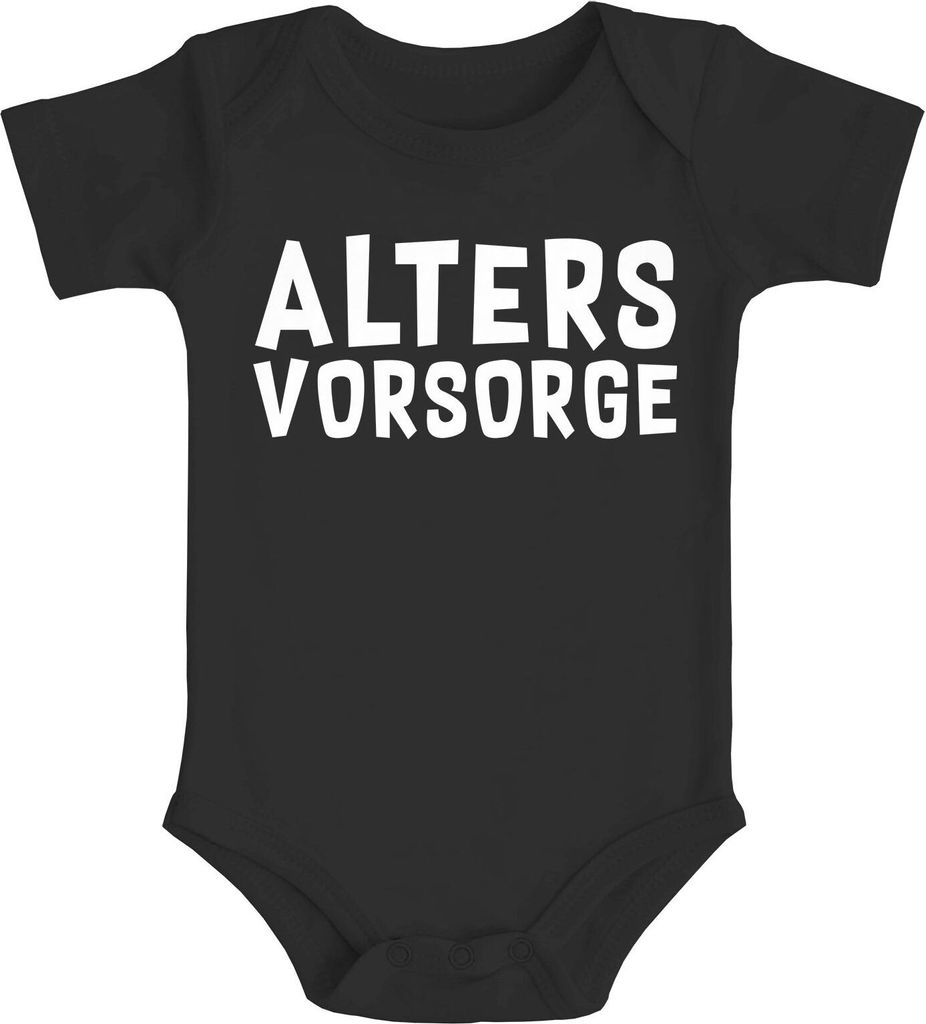 Baby-Body Aufschrift Altersvorsorge lustige Geschenke Neugeborene Jungen Mädchen Moonworks schwarz 3-6 Monate