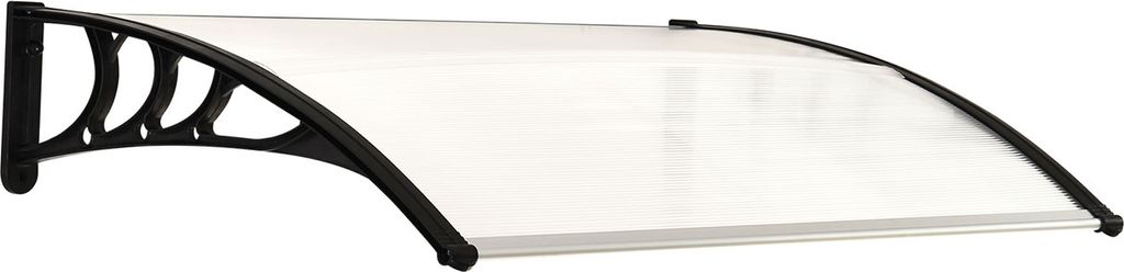 Outsunny Haustürvordach - Transparent - Schwarz - L100 x Produktbild 