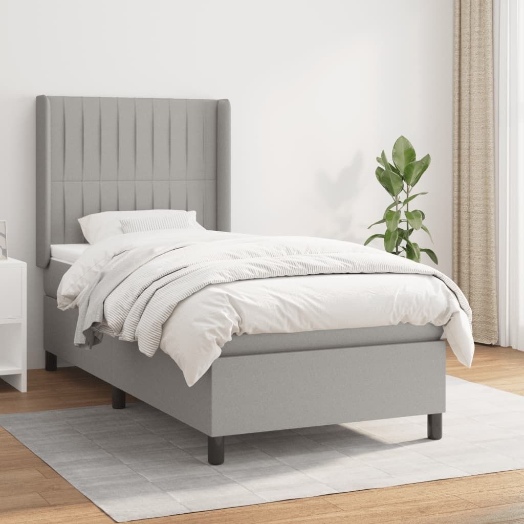 The Living Store Boxspringbett mit Matratze Hellgrau 90x190 cm Stoff