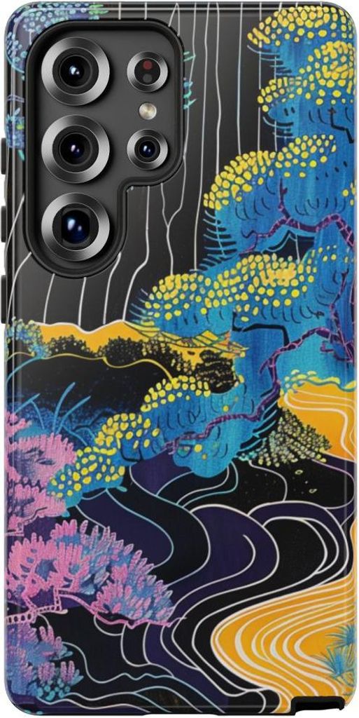 Bunte abstrakte Bäume und Fluss – Hülle Kompatibel mit Samsung Galaxy S25 Ultra