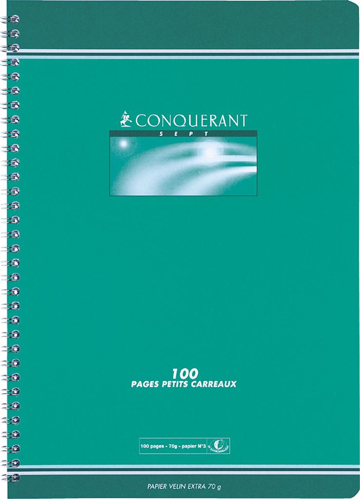 CONQUERANT Sept carnet à spirales, 90 x 140 mm, quadrillé, Image du produit 