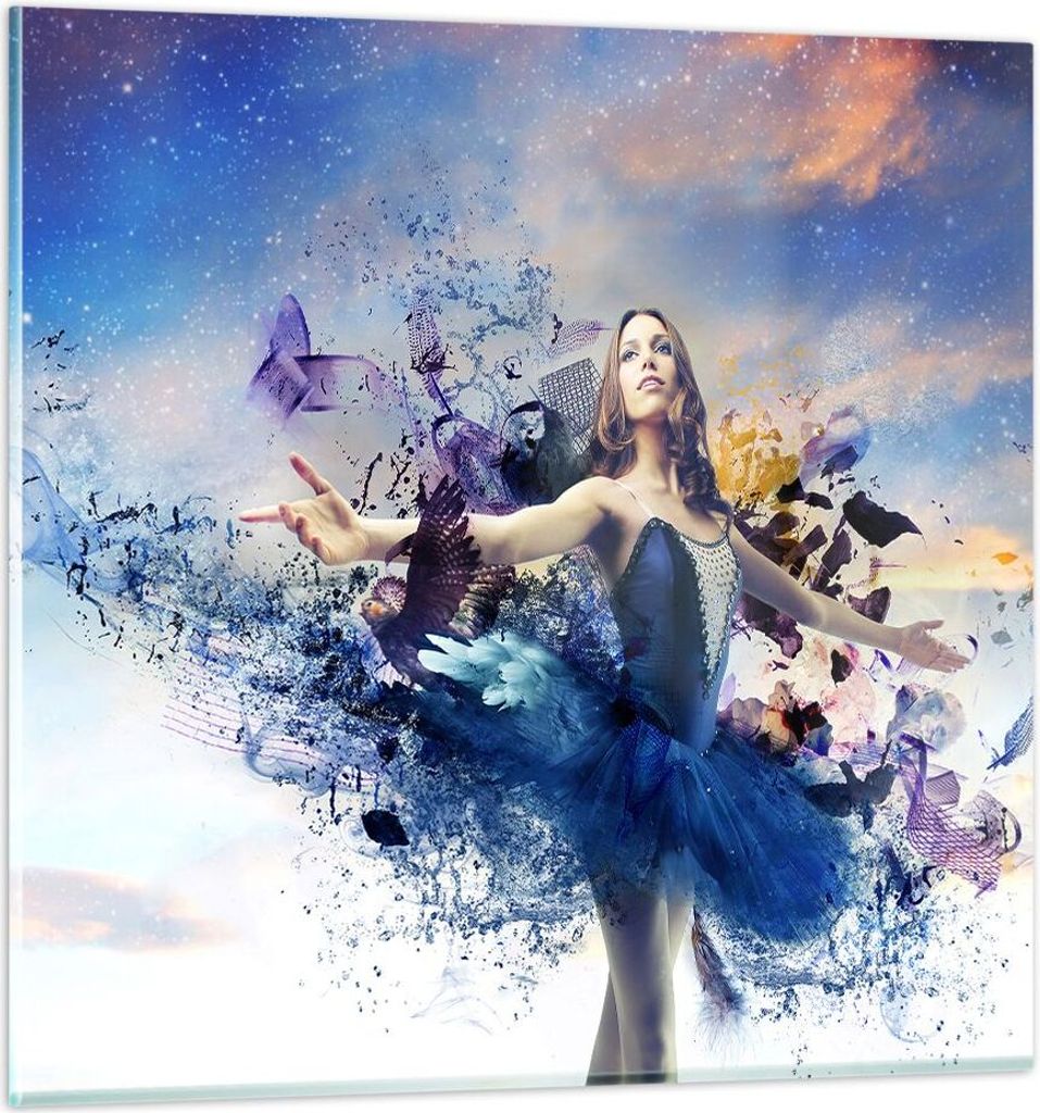 Bilder auf glas - Ballerina Tänzer Tüll Kleid - 40x40cm - Glasbilder - Wandbilder - Kunstdruck - zum Aufhängen bereit - Wanddekoration aus Glas ...