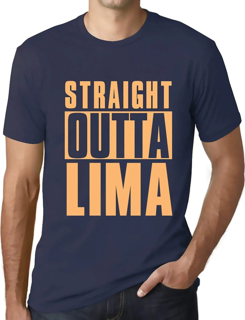 Herren Grafik T-Shirt Straight Outta Lima Öko-Verantwortlich Vintage Jahrgang Kurzarm Lustige Druck Geburtstag Geschenk Mann
