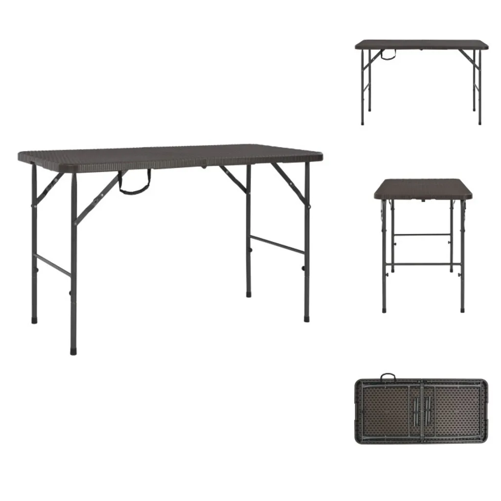 Table de jardin pliante 120 cm pour terrasse et balcon look rotin chic