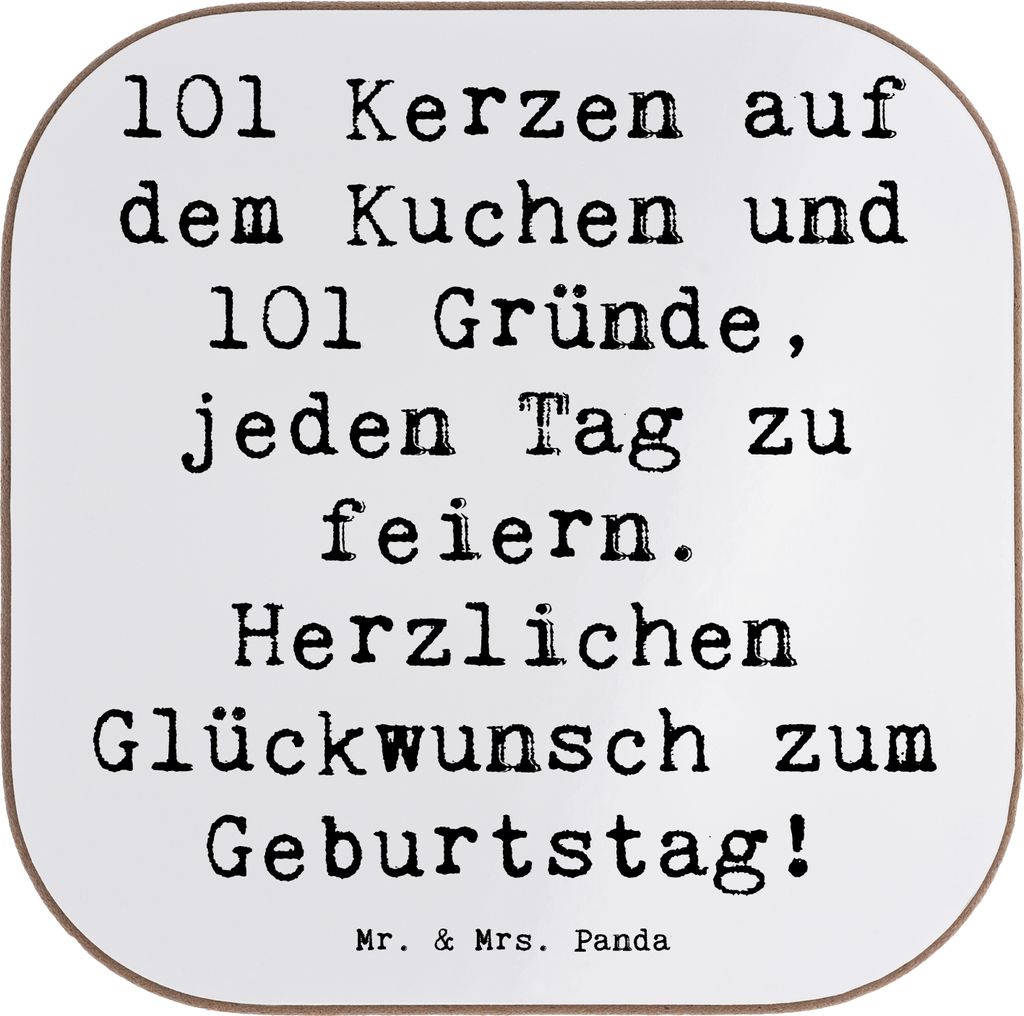 Mr. & Mrs. Panda Untersetzer für Gläser Spruch 101. Geburtstag Feier - Weiß - Geschenk, Langlebigkeit, Alter, Happy Birthday, Geburtstagserinner...