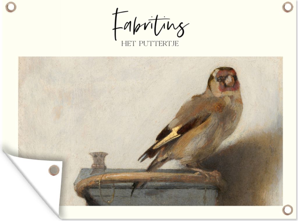 MuchoWow 120x90 cm Outdoor-Poster Gartendeko Sichtschutz Garten Poster für den Garten Gemälde - Der Stieglitz - Carel Fabritius