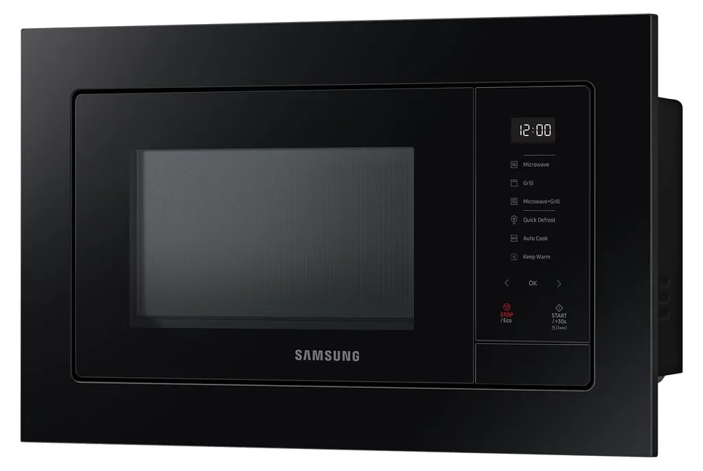Micro-ondes encastrable Samsung 23L finition verre noir mat