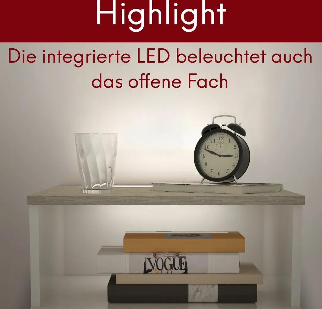 Table de chevet Mila kalb avec éclairage LED chêne intensité réglable - 7