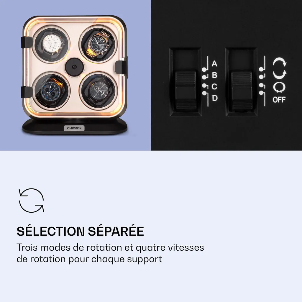 Remontoir Montre Automatique à Moteur Silencieux et 3 Modes Rotation