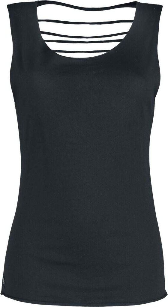 RED by EMP Damen schwarzes Basic-Top mit Cut-Outs auf dem Rücken XXL
