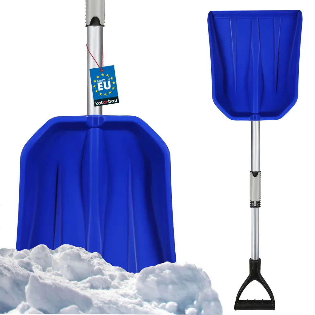 KOTARBAU® Pala da neve per auto Pala da neve in plastica con manico telescopico in alluminio 28,5-46,5 cm Piccola vanga per auto Pala da neve Attrezzatura per sgombero neve Pala da neve Pale da neve Paletta da neve