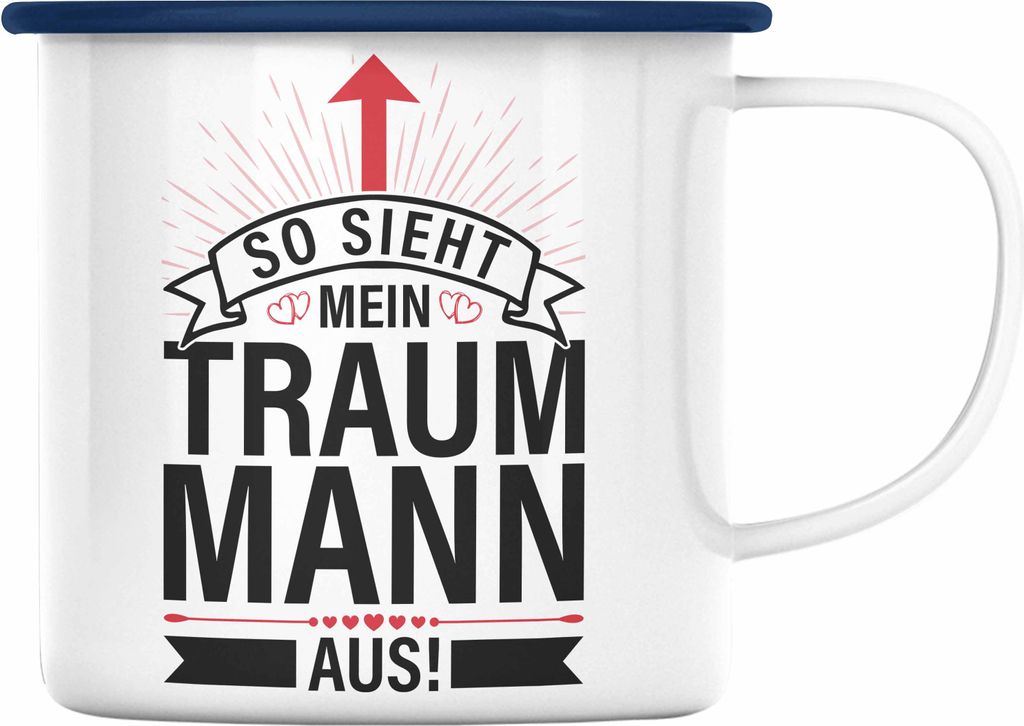Trendation - Lustige Emaille Tasse Valentinstag Spruch Geschenk für Freund Ich Denke Deine Freundin Zu Sein Ist Geschenk Genug Emaille Emaille Tas...