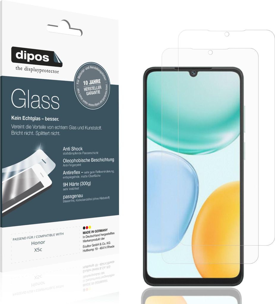 2x Schutzfolie für Honor X5c matt - Anti-Shock 9H Folie dipos Glass Kunststoffglas