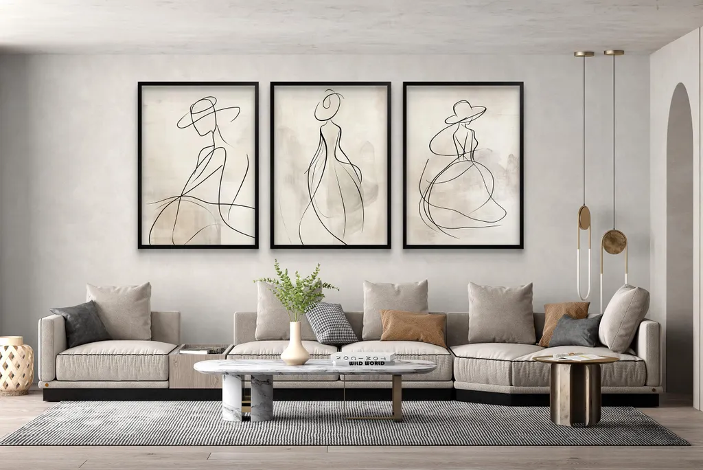 Trittico Poster Boho Chic per Casa Moderna - Quadri Donna con Cornice - 8