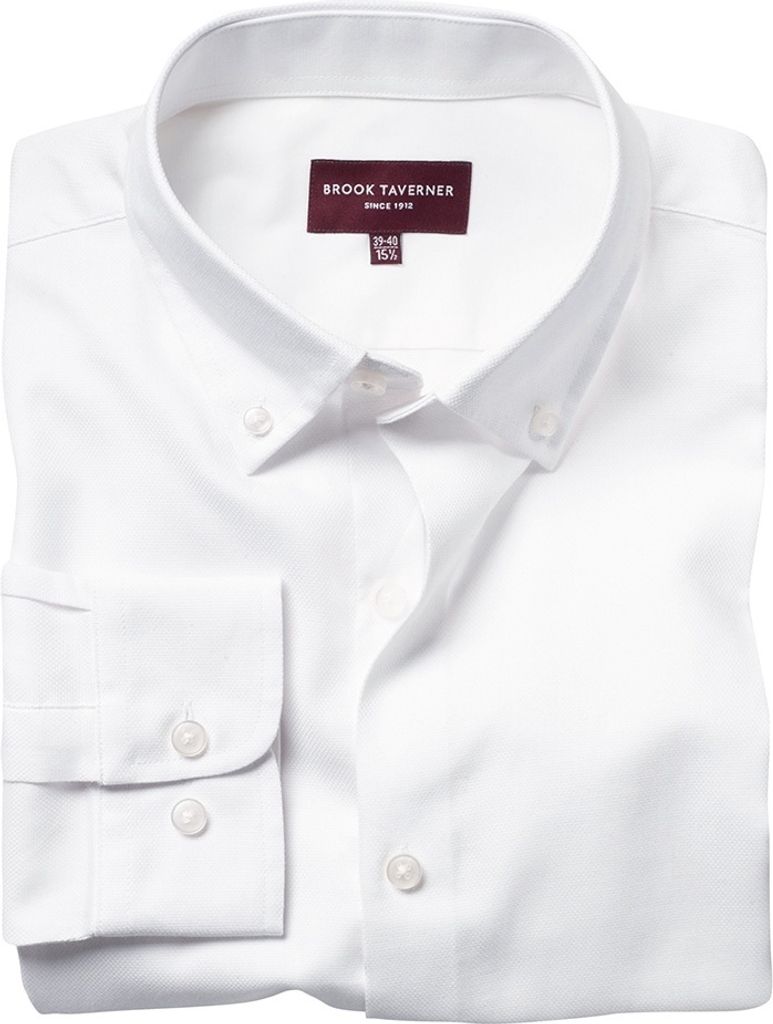 Brook Taverner Herren Toronto Langarm Oxford Hemd PC3921 (15) (Weiß)
