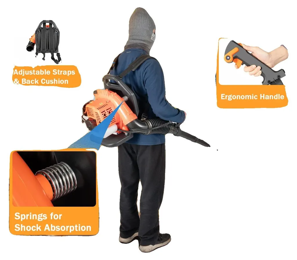 Souffleur de feuilles ergonomique dorsal pour éviter le mal de dos 1250W