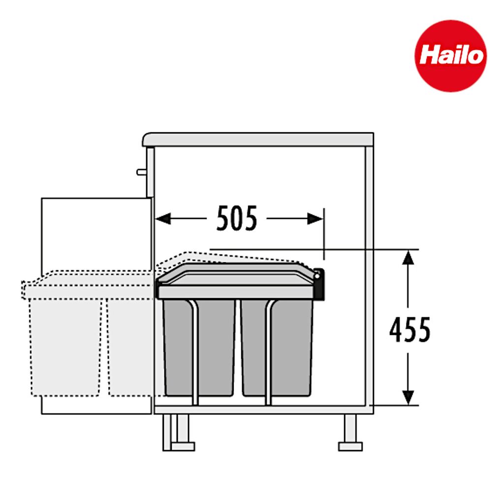 Mülleimer Schmal Hailo 18 L Ersatzeimer 1086239 Schwarz Abfalleimer Tandem Mülleimer Schwarz