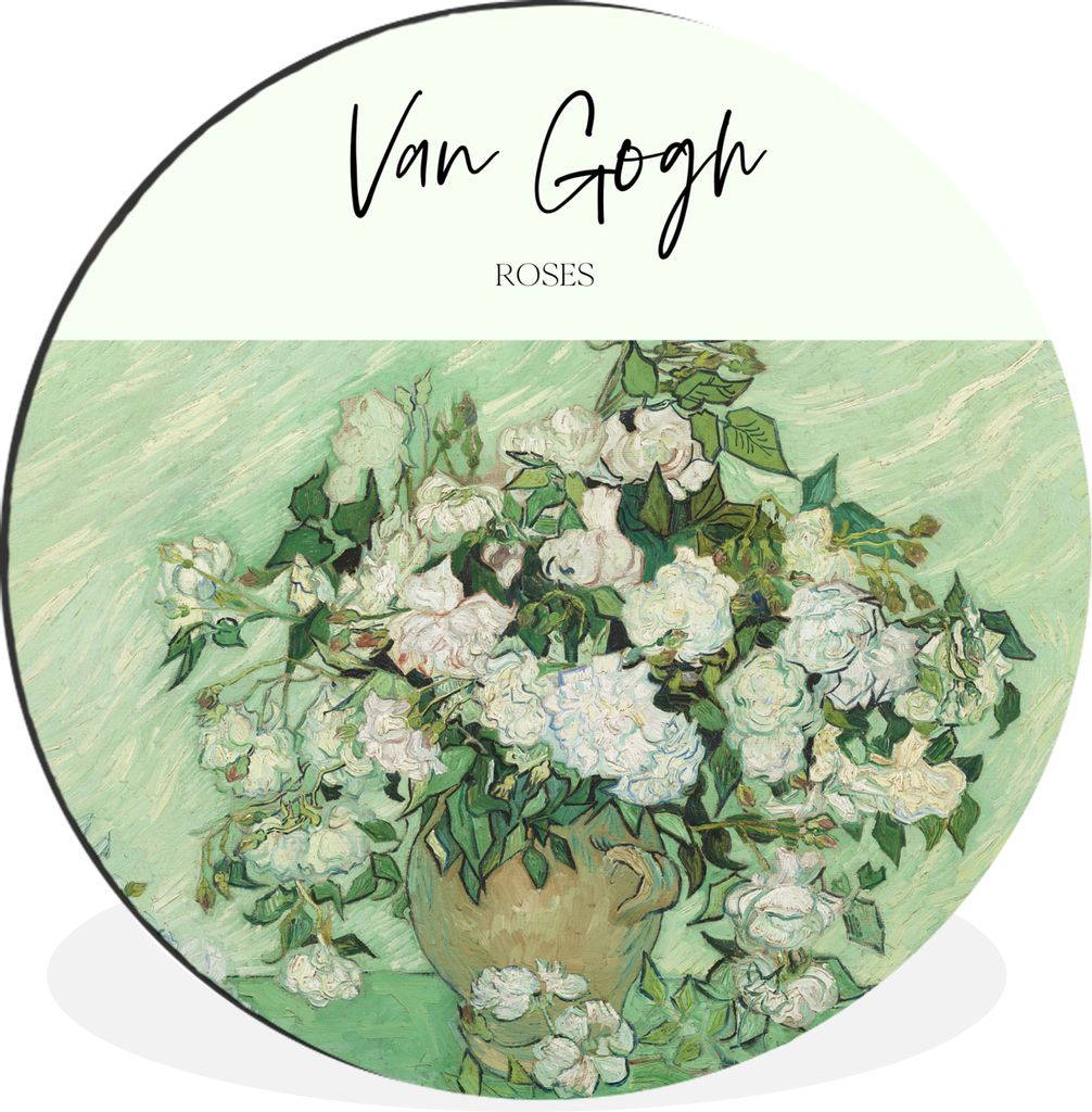 MuchoWow Aluminium Wandkreis Van Gogh - Kunst - Rosen Ø 60 cm Wanddeko Modern Wohnzimmer - Wand Kreis - Wandbild - Schlafzimmer - Aluminium Bild...