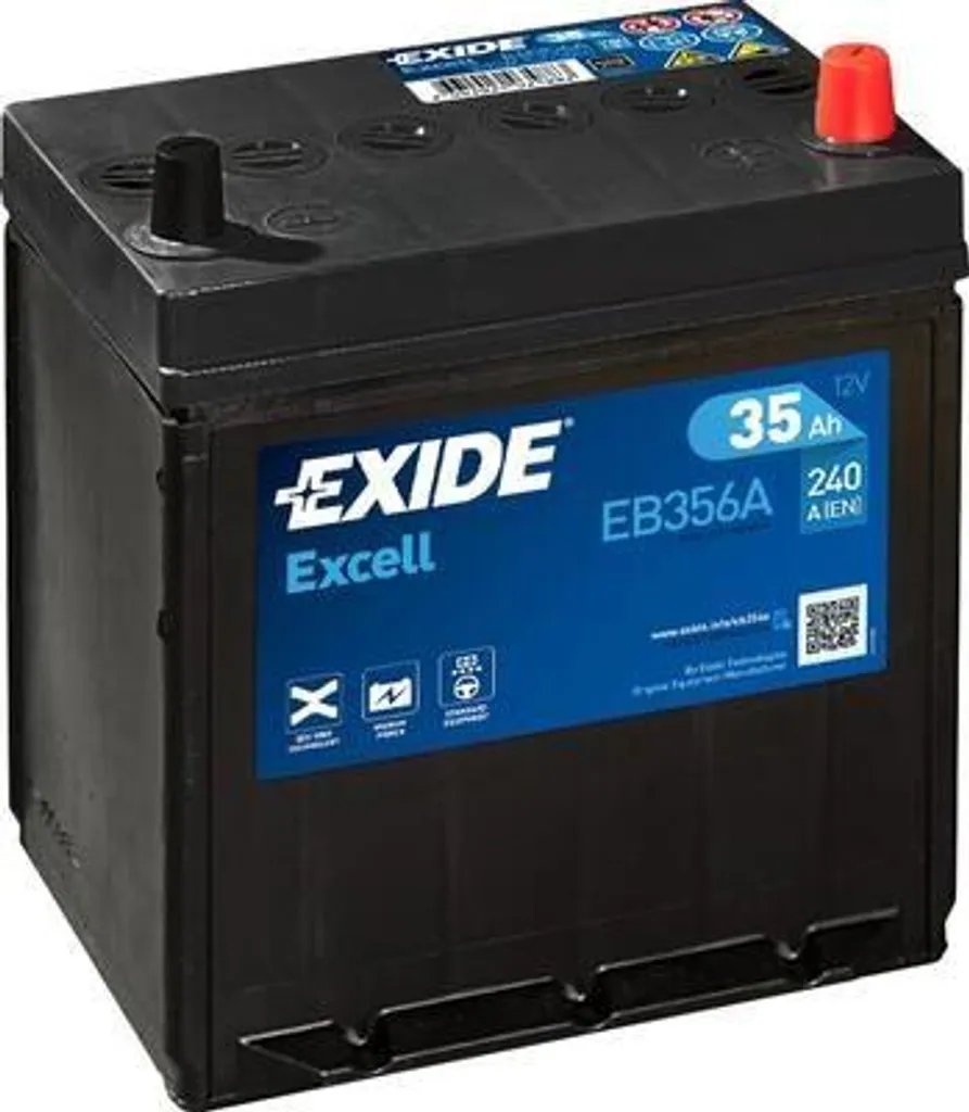 Batterie de voiture 12V 35Ah EXIDE EB356A compatible Atos et Ioniq