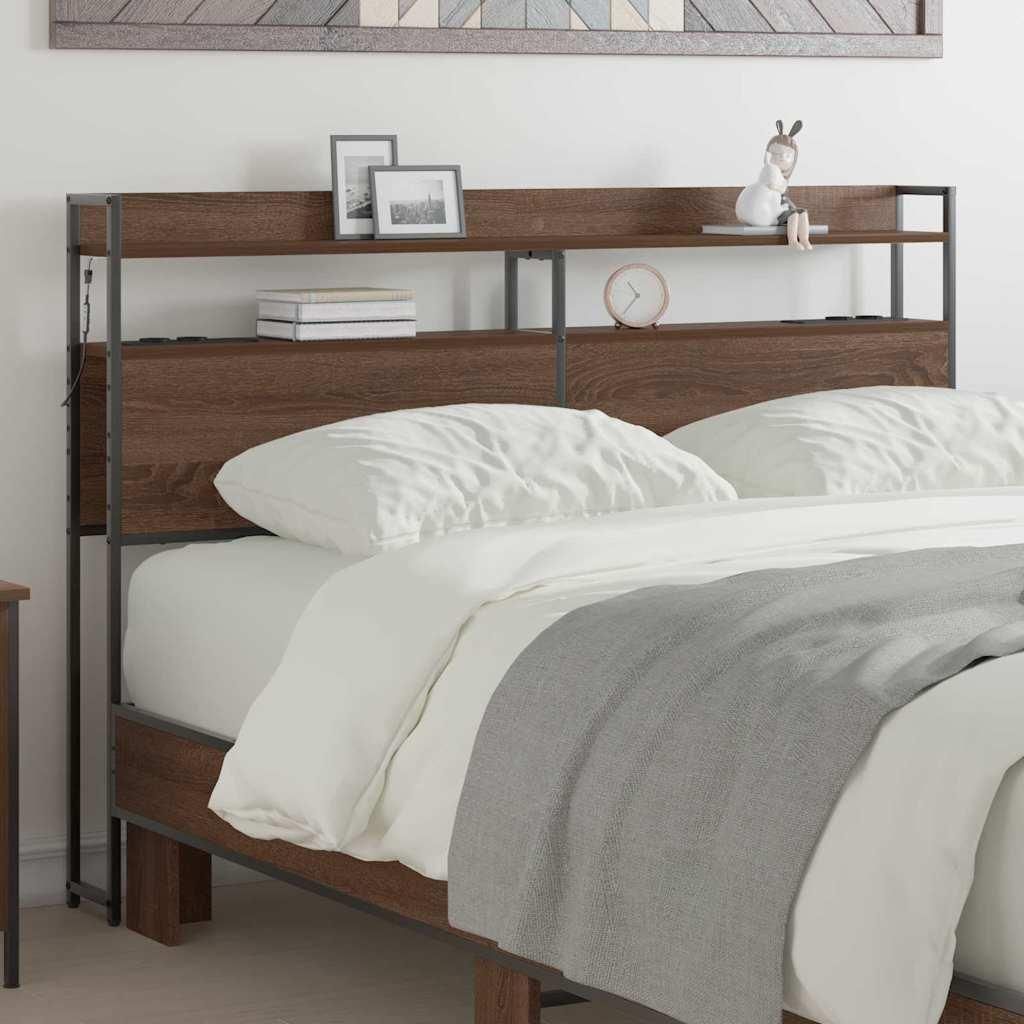 Möbel Stauraum-Kopfteil Braun Eiche 120 cm Holzwerkstoff - Kopfteile 859689