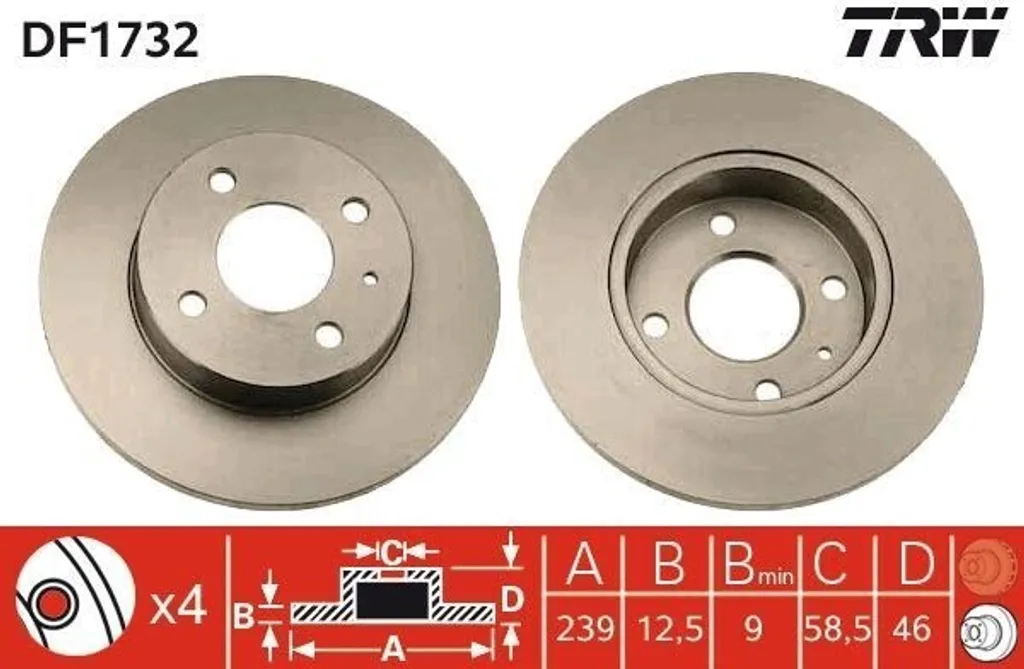 Stopper les bruits de freinage avec le disque TRW DF1732 OE 71739636