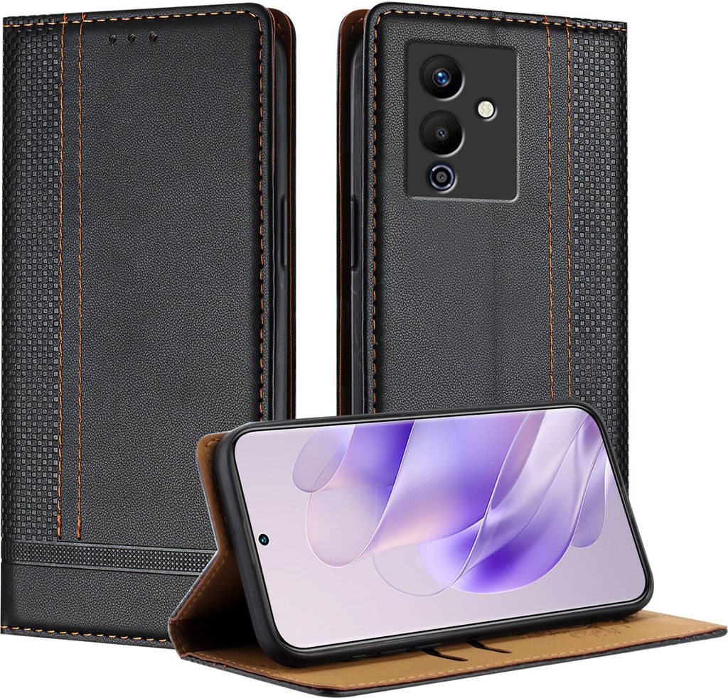 Handyhülle für Infinix Note 12 5G/Note 12 Pro 5G Leder Flip Klappbare Schutzhülle mit Standfunktion Schwarz