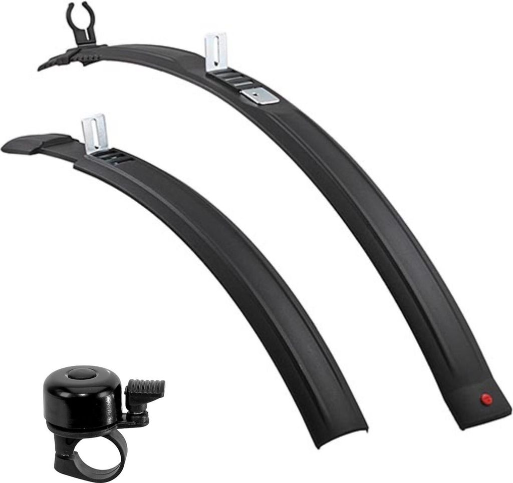Hebie 0770E NATTER 26"-29" MTB Fahrrad Schutzblech Steckblechsatz SET Schwarz inkl. Fahrradklingel