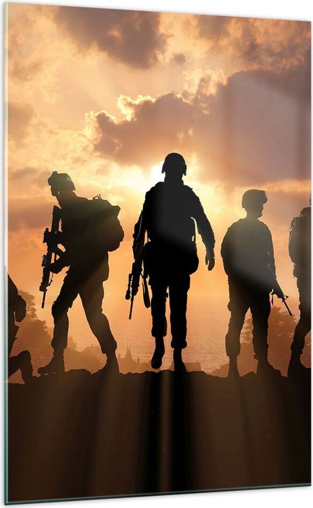 Bilder auf glas - Einteilig - Armee Waffen Sonne Militär - 70x100cm - Glasbilder - Wandbilder - Bilder - Wanddekoration aus Glas - Glas Bilder - W...