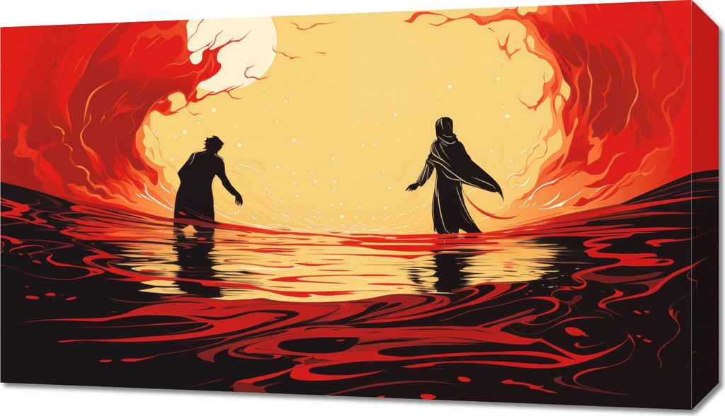 Bild 70x40cm Wasserlandschaft Lebhafte Farben