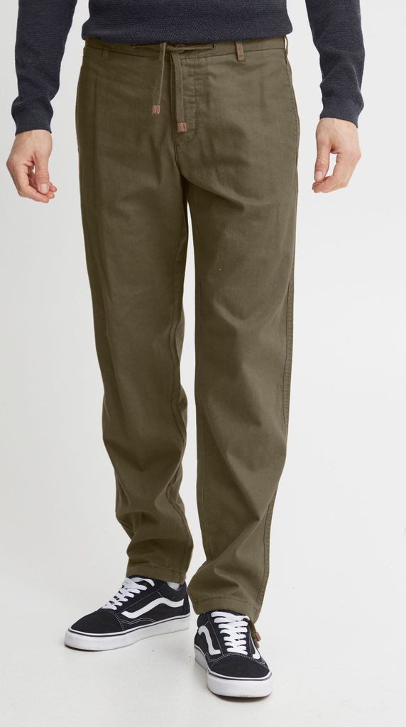 INDICODE IDIves Herren Leinenhose Sommerhose Lange Stoffhose mit Kordel Gürtelschlaufen Leinenmix Eingrifftaschen Regular fit