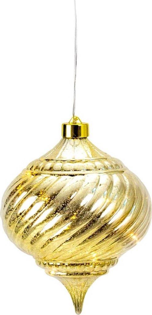 Weihnachtskugel Zapfen LED leuchtend gold 15 cm hängend Produktbild 