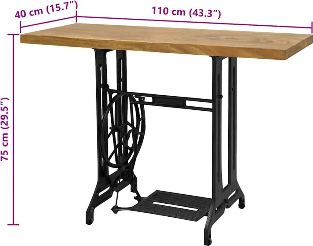 vidaXL Table de console pour machine à coudre 110x40x75 cm en bois chic - 4