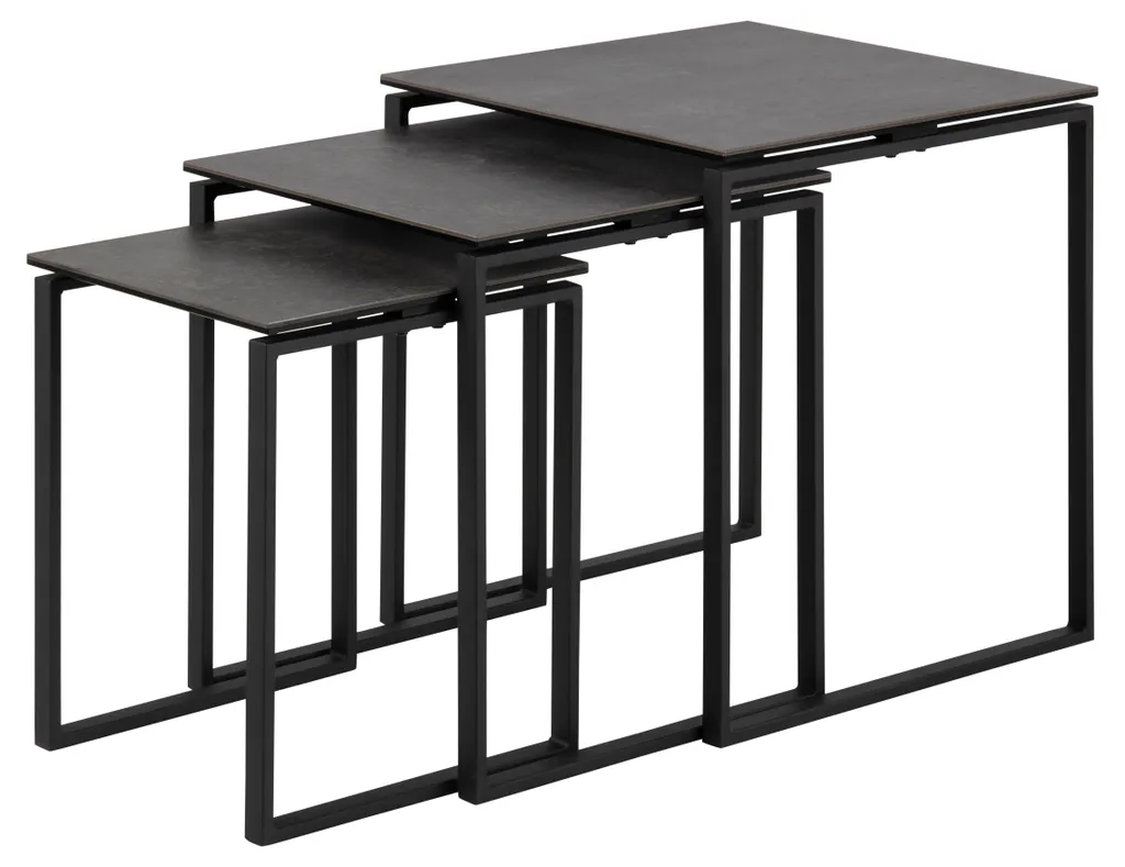 Tables d'appoint KATRINE - Set de 3 Tables Gigognes Design en Verre