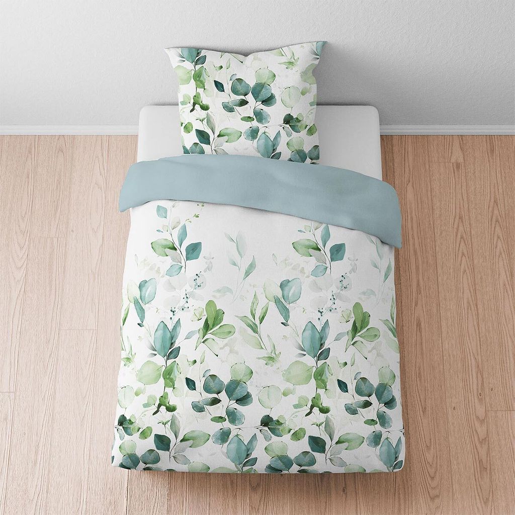 Biberna Lyocell™ Lyocell Bettwäsche Wildranken aqua 135x200 Produktbild 