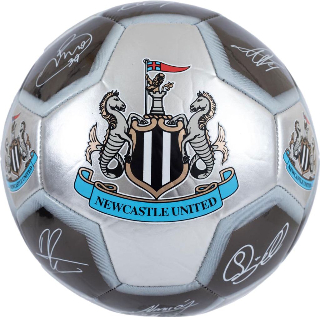 Newcastle United FC - Metallic Fußball mit Unterschriften BS4515 (5) (Silber/Schwarz/Grün)
