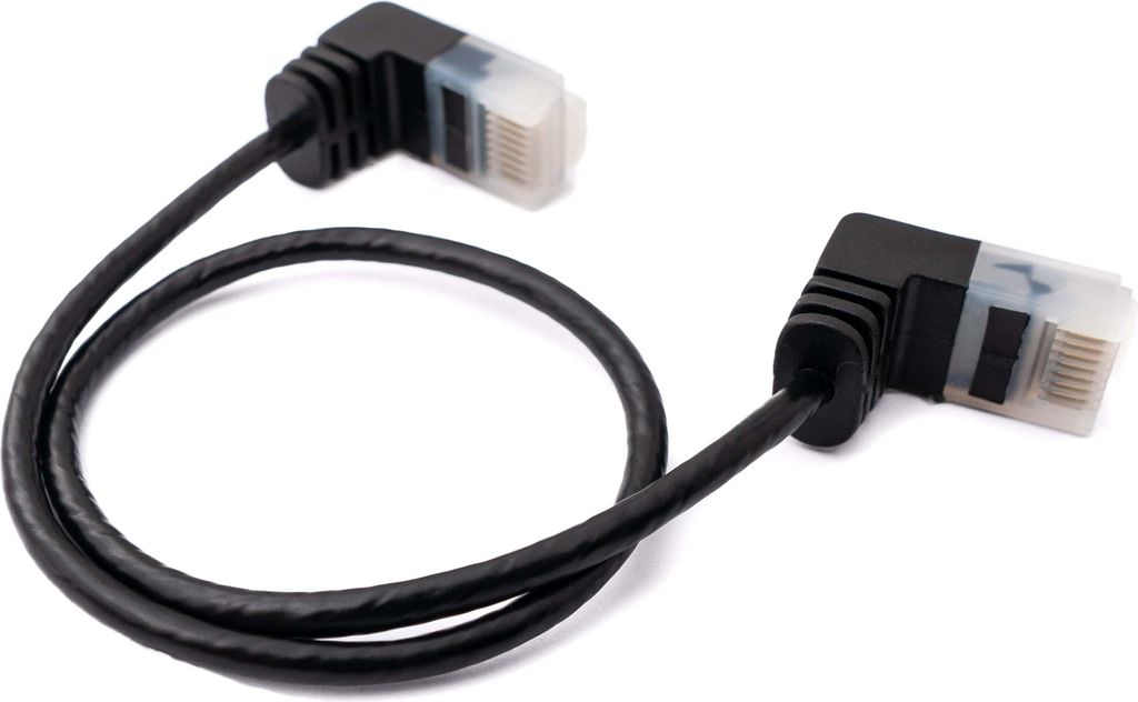 LAN Kabel 25 cm RJ45 8P8C STP Cat6 Stecker zu Stecker Winkel Adapter Schwarz