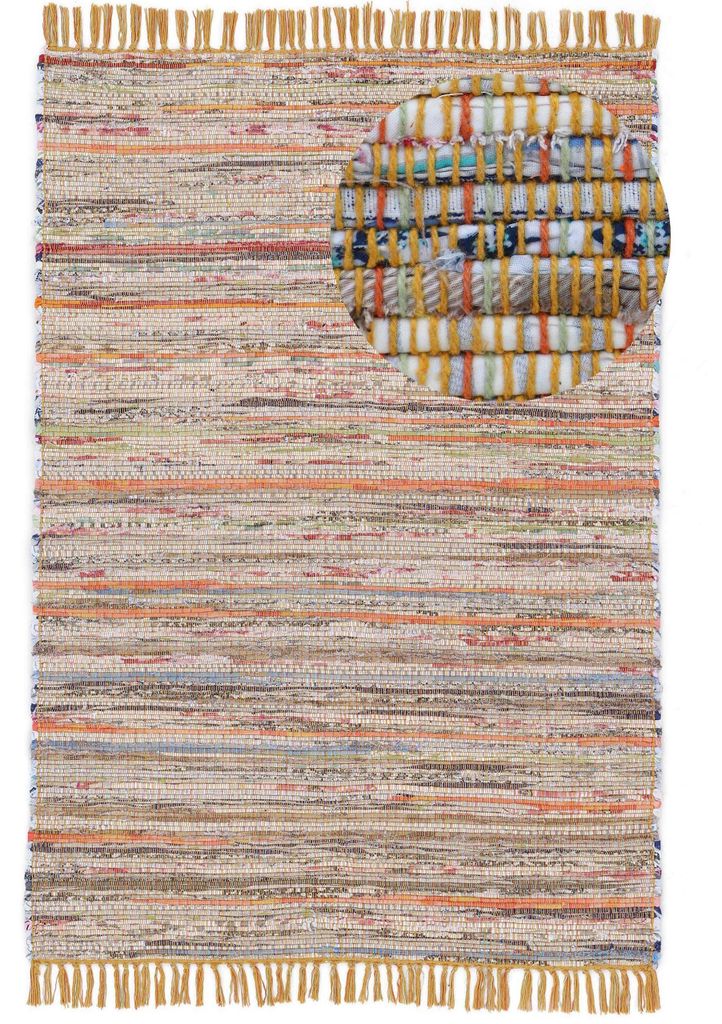 Flachgewebeteppich Kelim Chindi Gelb 120x170 cm | Moderner Produktbild 