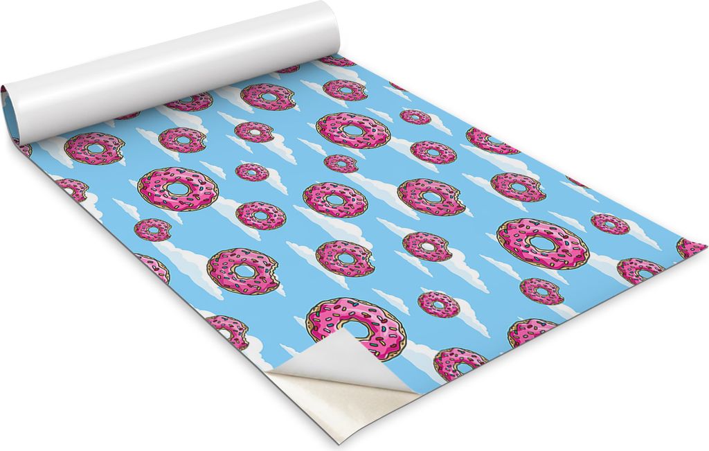 Selbstklebende Möbelfolie - Dekorationsfolie - Tischmöbel - Zuschneidbar - Rosa Donuts In Den Wolken - 100 x 50 cm